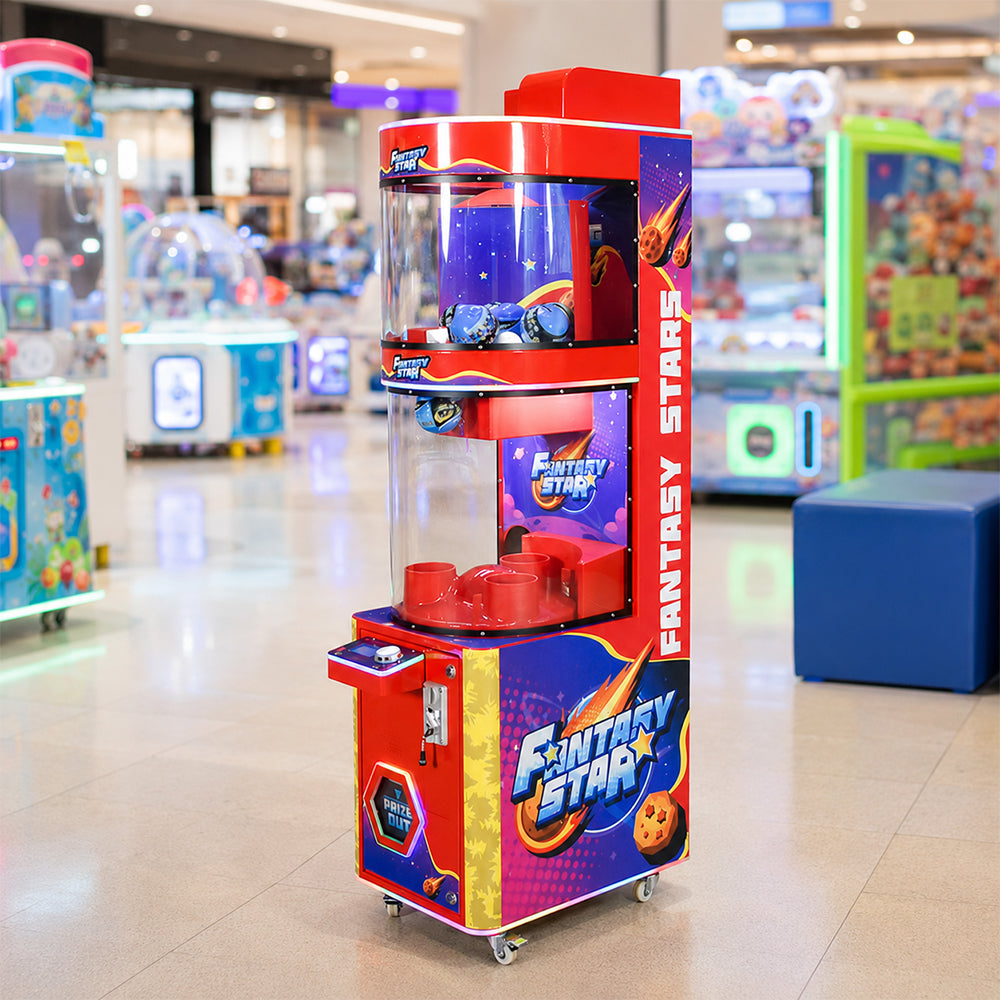 GAMEON Falling Capsule Prize Machine - Coin Operated Arcade Game with Timing Challenge, Capsule Drop Gameplay & Gift Rewards for Kids Entertainment Venues - Red