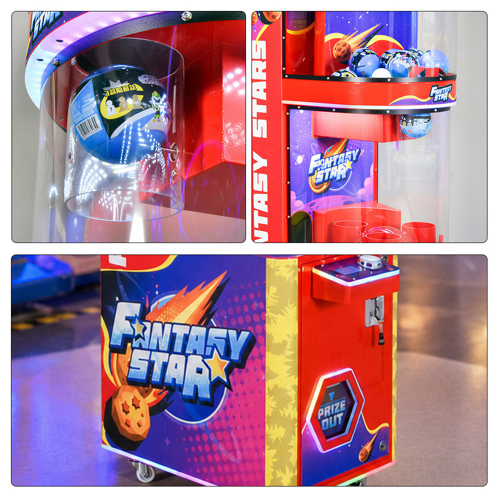 GAMEON Falling Capsule Prize Machine - Coin Operated Arcade Game with Timing Challenge, Capsule Drop Gameplay & Gift Rewards for Kids Entertainment Venues - Red