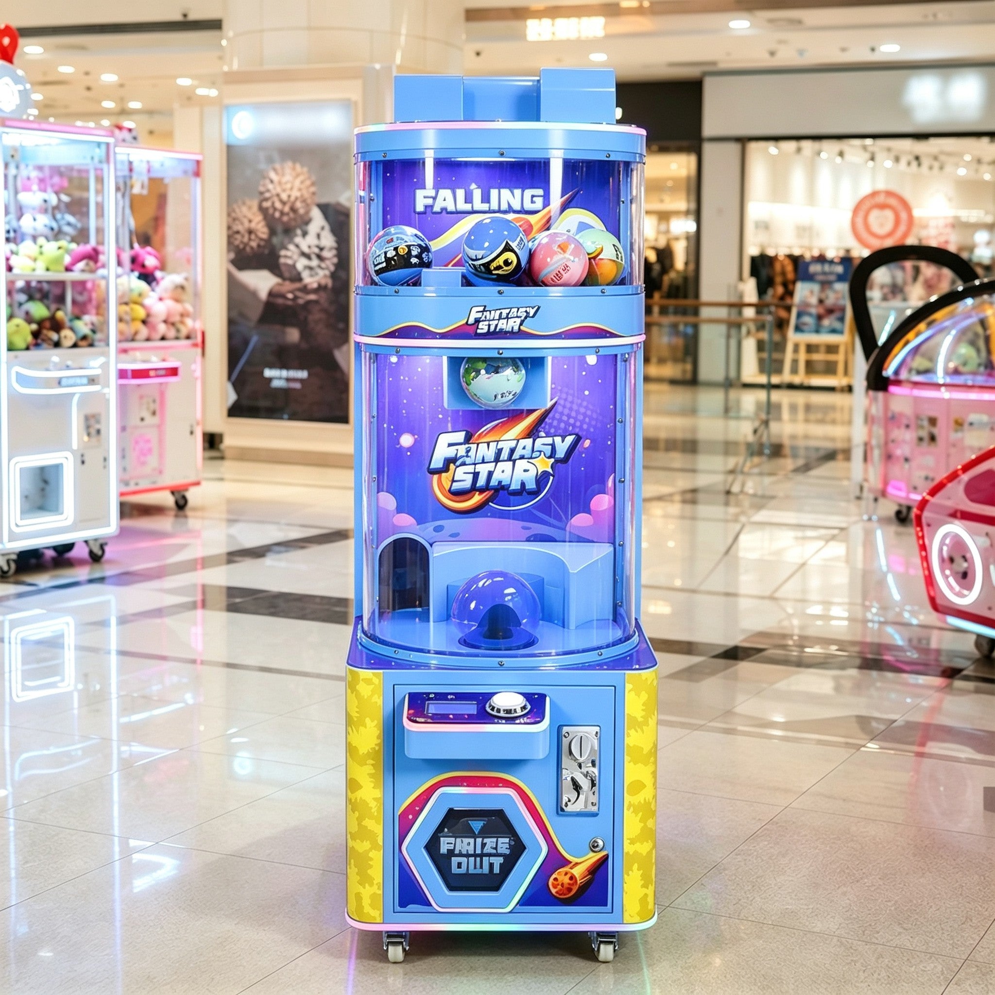 GAMEON Falling Capsule Prize Machine - Coin Operated Arcade Game with Timing Challenge, Capsule Drop Gameplay & Gift Rewards for Kids Entertainment Venues - Blue