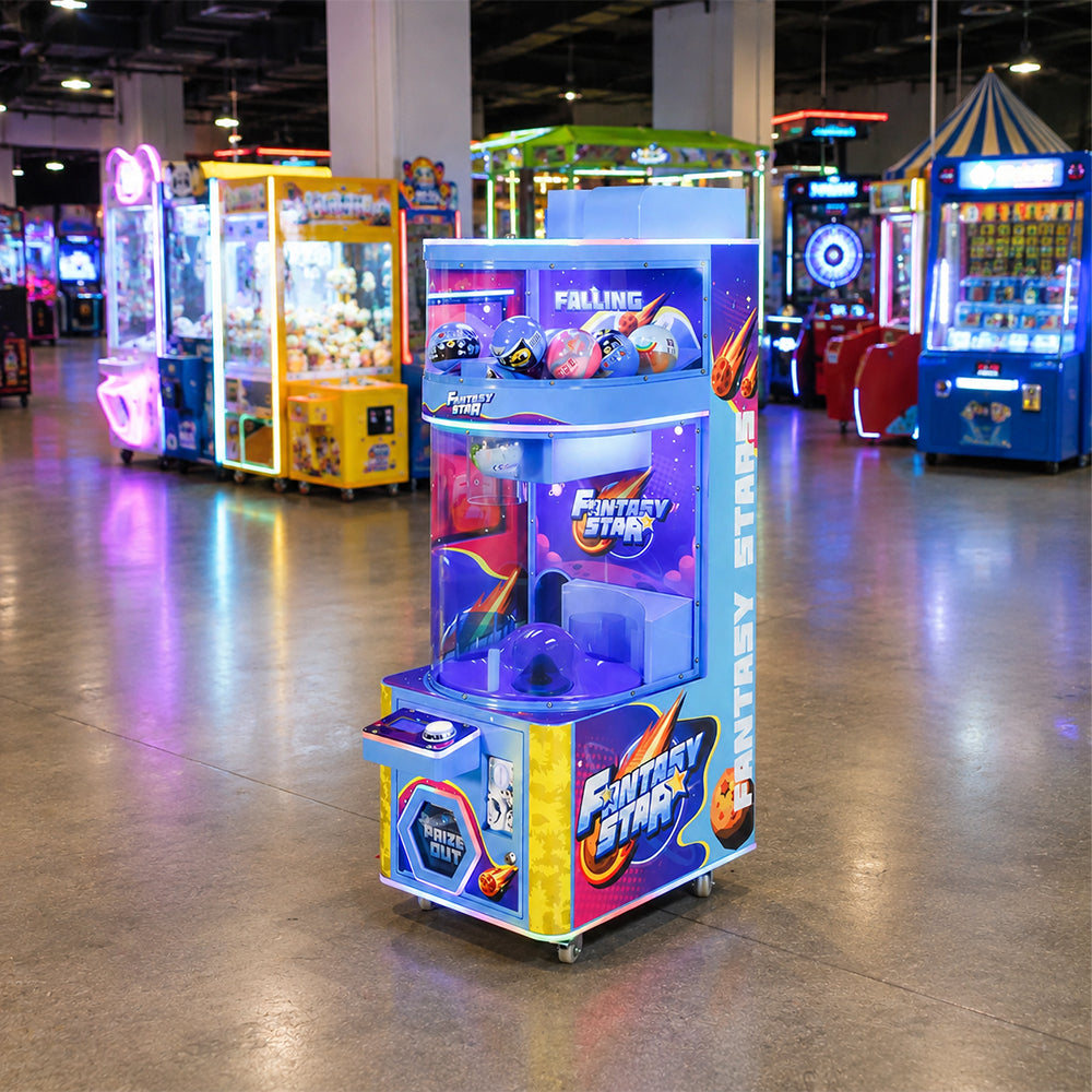 GAMEON Falling Capsule Prize Machine - Coin Operated Arcade Game with Timing Challenge, Capsule Drop Gameplay & Gift Rewards for Kids Entertainment Venues - Blue