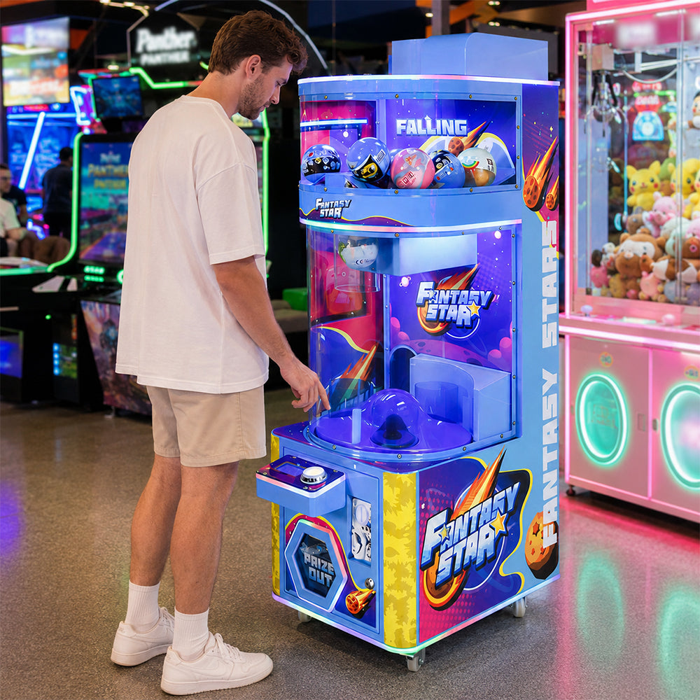 GAMEON Falling Capsule Prize Machine - Coin Operated Arcade Game with Timing Challenge, Capsule Drop Gameplay & Gift Rewards for Kids Entertainment Venues - Blue