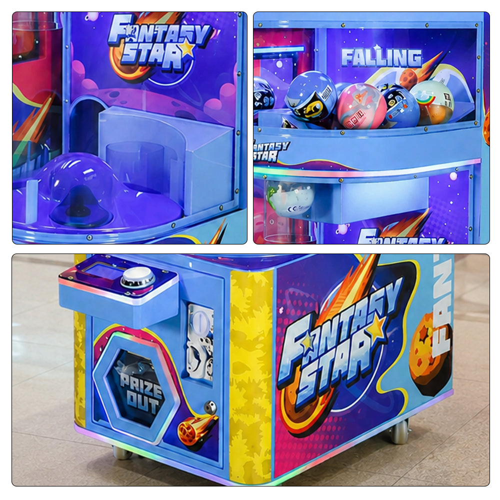 GAMEON Falling Capsule Prize Machine - Coin Operated Arcade Game with Timing Challenge, Capsule Drop Gameplay & Gift Rewards for Kids Entertainment Venues - Blue