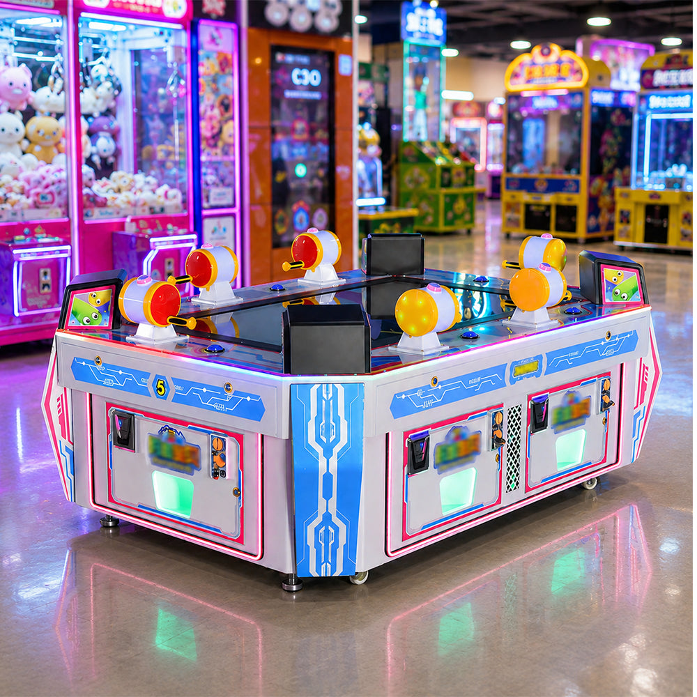 GAMEON 6 Player Fishing Arcade Machine - Coin Operated Fishing Game with Multiplayer Controls, LCD Display & Ticket Rewards for Kids Entertainment Venues - White