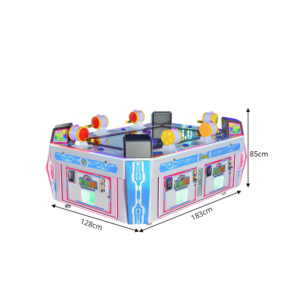 GAMEON 6 Player Fishing Arcade Machine - Coin Operated Fishing Game with Multiplayer Controls, LCD Display & Ticket Rewards for Kids Entertainment Venues - White