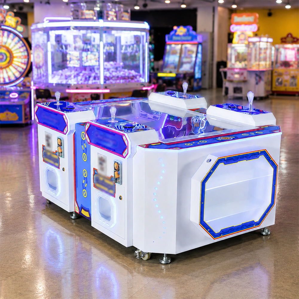 GAMEON Snake Tank Battle Arcade Machine - Four Player Coin Operated Game with Dual Mode Gameplay, LCD Display & Ticket Rewards for Entertainment Venues - White