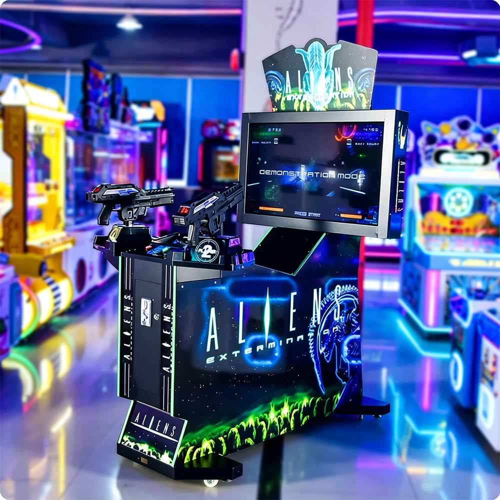 GAMEON Alien Shooting Arcade Machine - Coin Operated Dual Gun Simulator Game with 42" LCD Display & Interactive Shooting Experience - Black