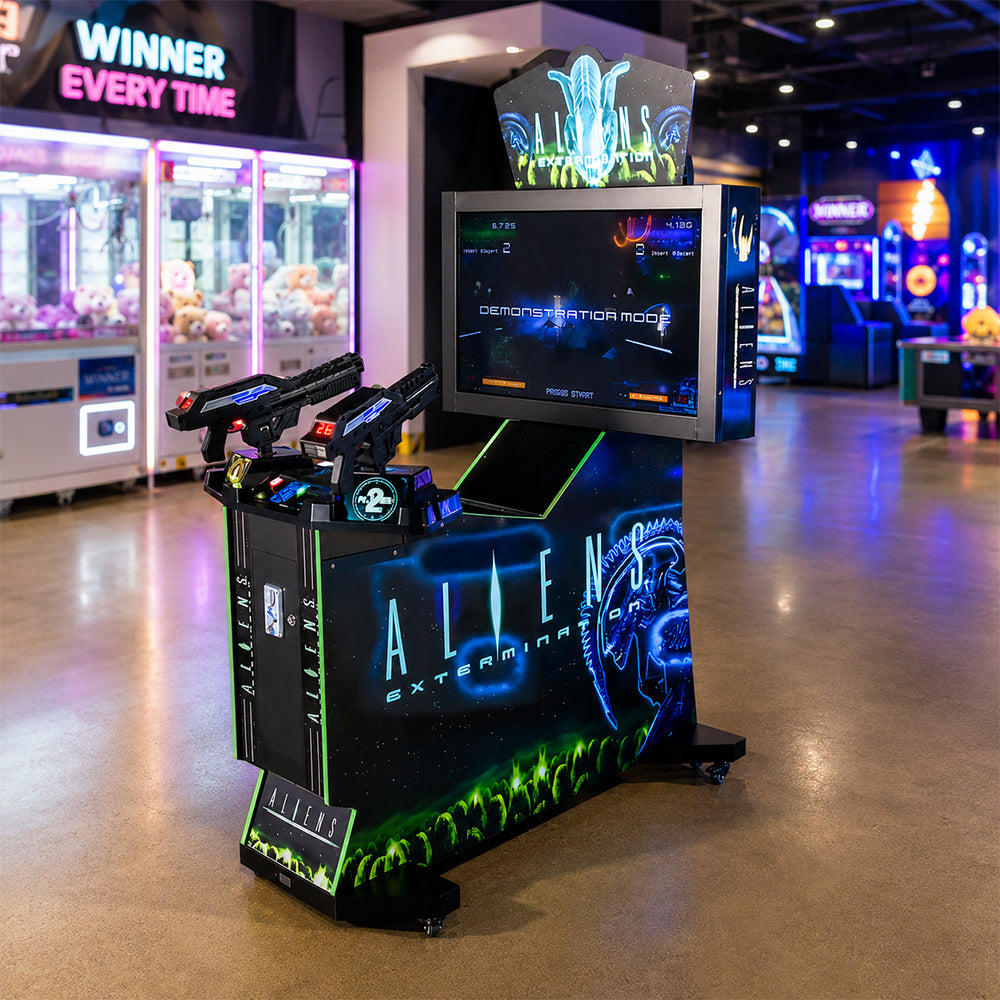 GAMEON Alien Shooting Arcade Machine - Coin Operated Dual Gun Simulator Game with 42" LCD Display & Interactive Shooting Experience - Black