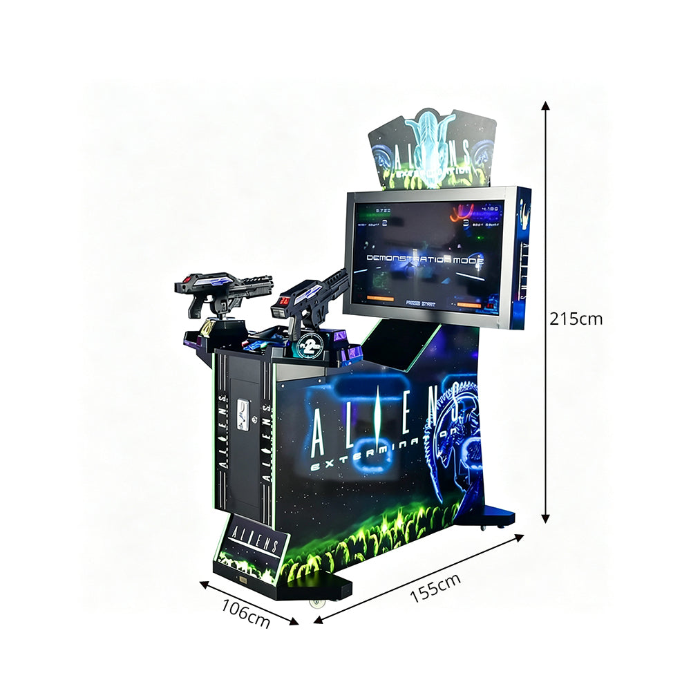 GAMEON Alien Shooting Arcade Machine - Coin Operated Dual Gun Simulator Game with 42" LCD Display & Interactive Shooting Experience - Black