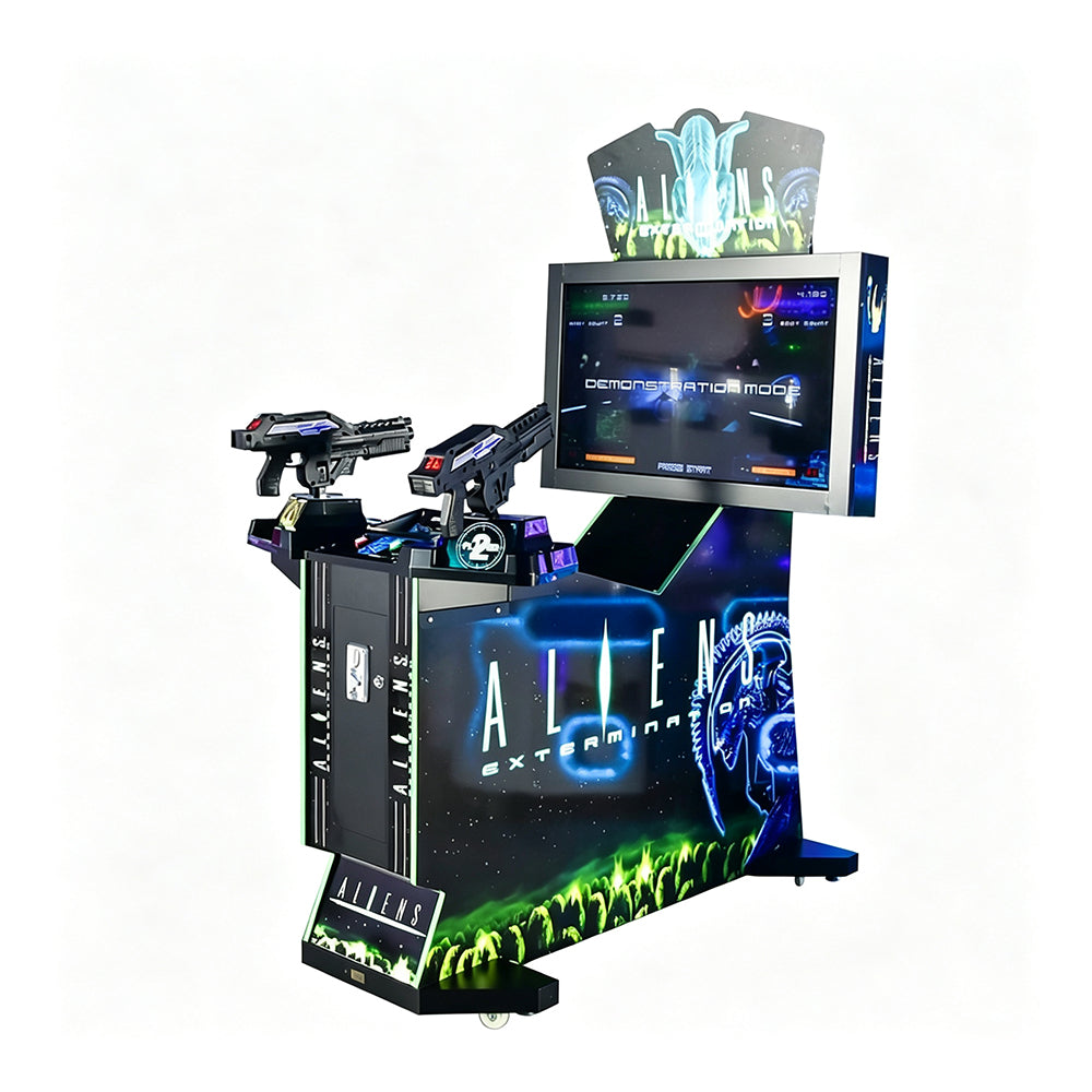 GAMEON Alien Shooting Arcade Machine - Coin Operated Dual Gun Simulator Game with 42" LCD Display & Interactive Shooting Experience - Black