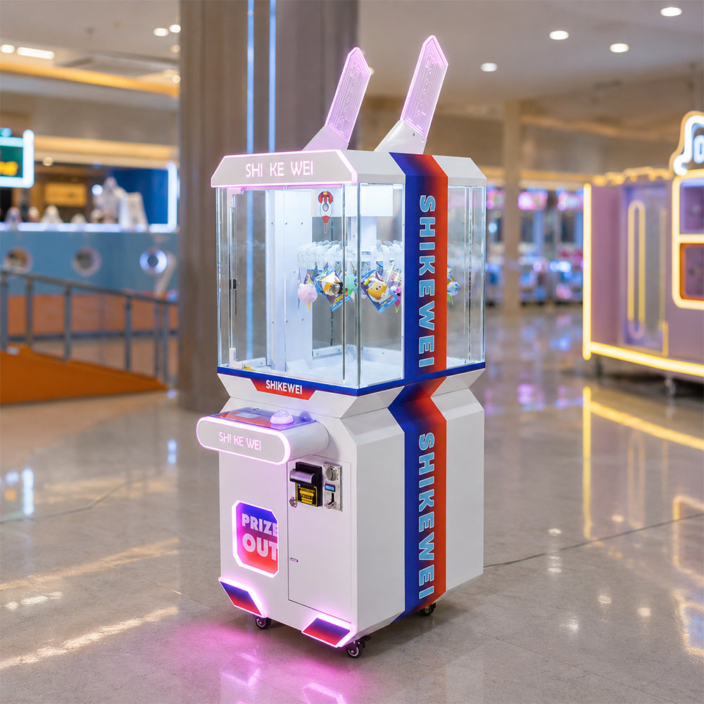 GAMEON Claw Machine Arcade Game - Coin Operated Prize Grabber Machine with LCD Display & Interactive Gift Catching Experience - White