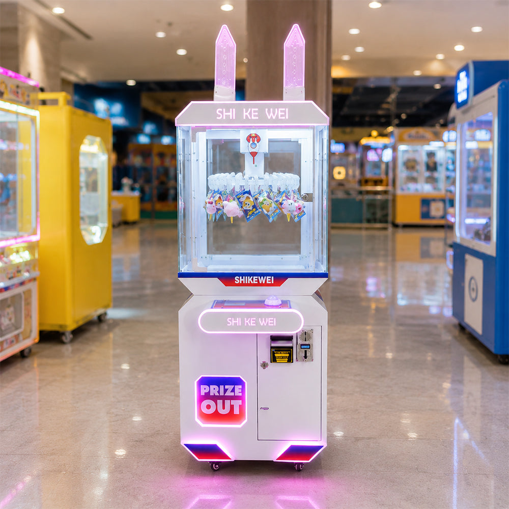 GAMEON Claw Machine Arcade Game - Coin Operated Prize Grabber Machine with LCD Display & Interactive Gift Catching Experience - White