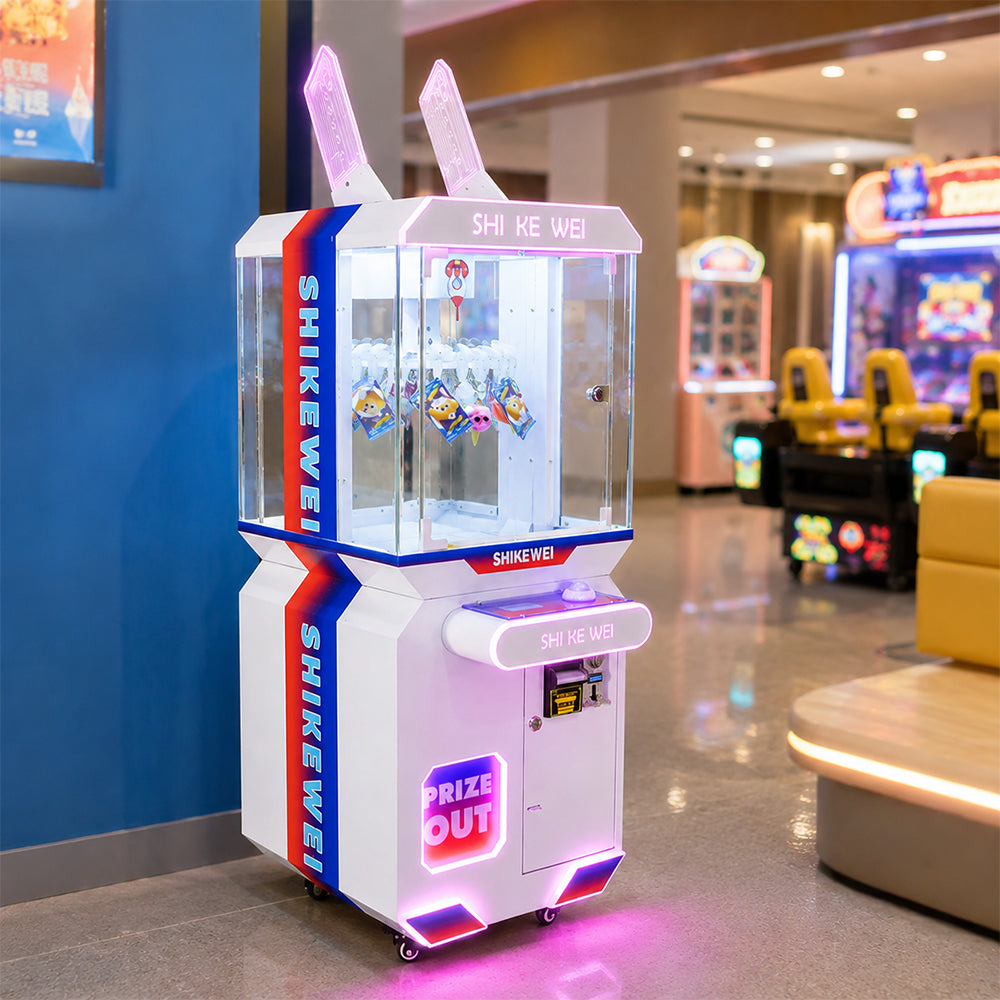 GAMEON Claw Machine Arcade Game - Coin Operated Prize Grabber Machine with LCD Display & Interactive Gift Catching Experience - White