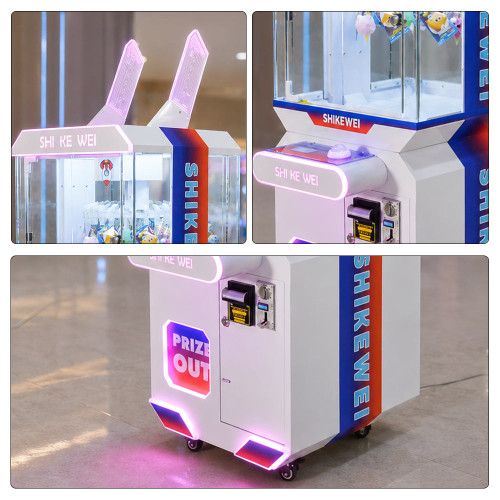 GAMEON Claw Machine Arcade Game - Coin Operated Prize Grabber Machine with LCD Display & Interactive Gift Catching Experience - White