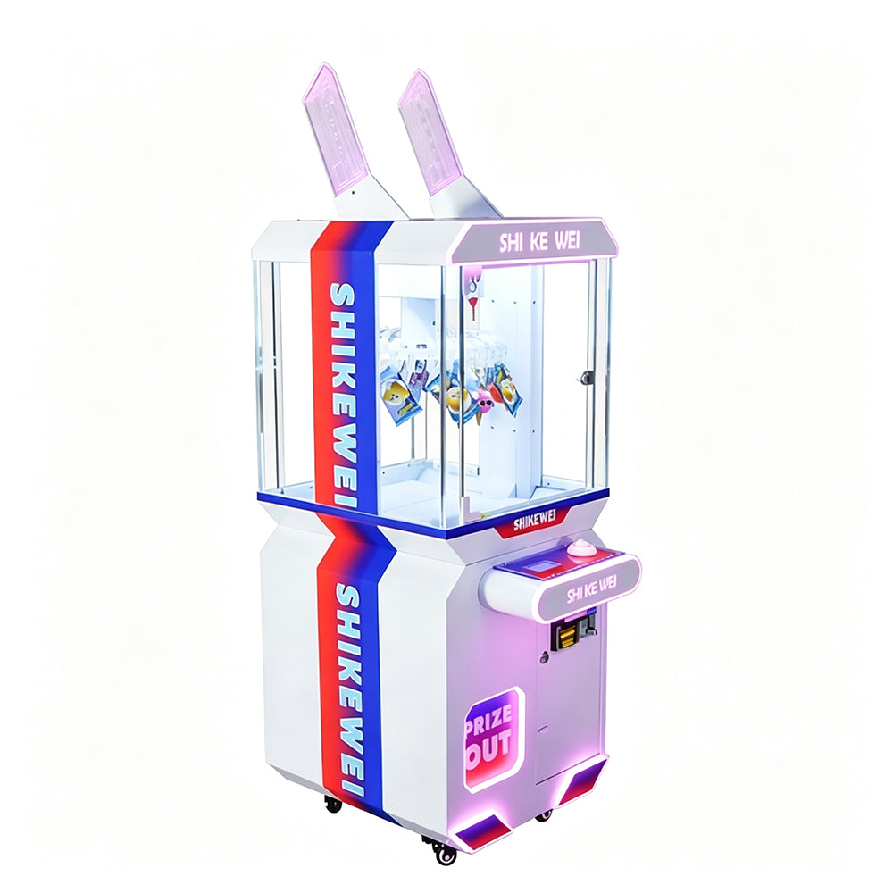 GAMEON Claw Machine Arcade Game - Coin Operated Prize Grabber Machine with LCD Display & Interactive Gift Catching Experience - White