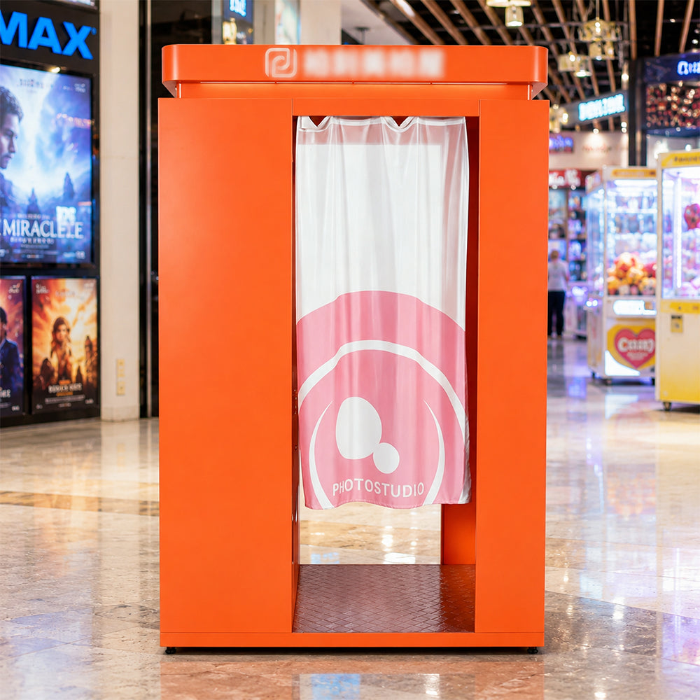 GAMEON Selfie Photo Booth - Smart Beauty Photo Kiosk with Touch Screen, Instant Printing & Interactive Photo Experience for Shopping Malls - Orange