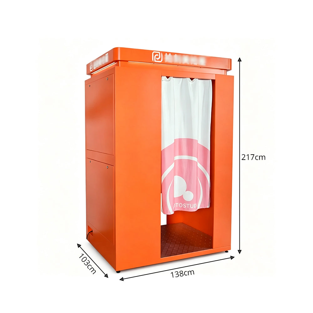 GAMEON Selfie Photo Booth - Smart Beauty Photo Kiosk with Touch Screen, Instant Printing & Interactive Photo Experience for Shopping Malls - Orange