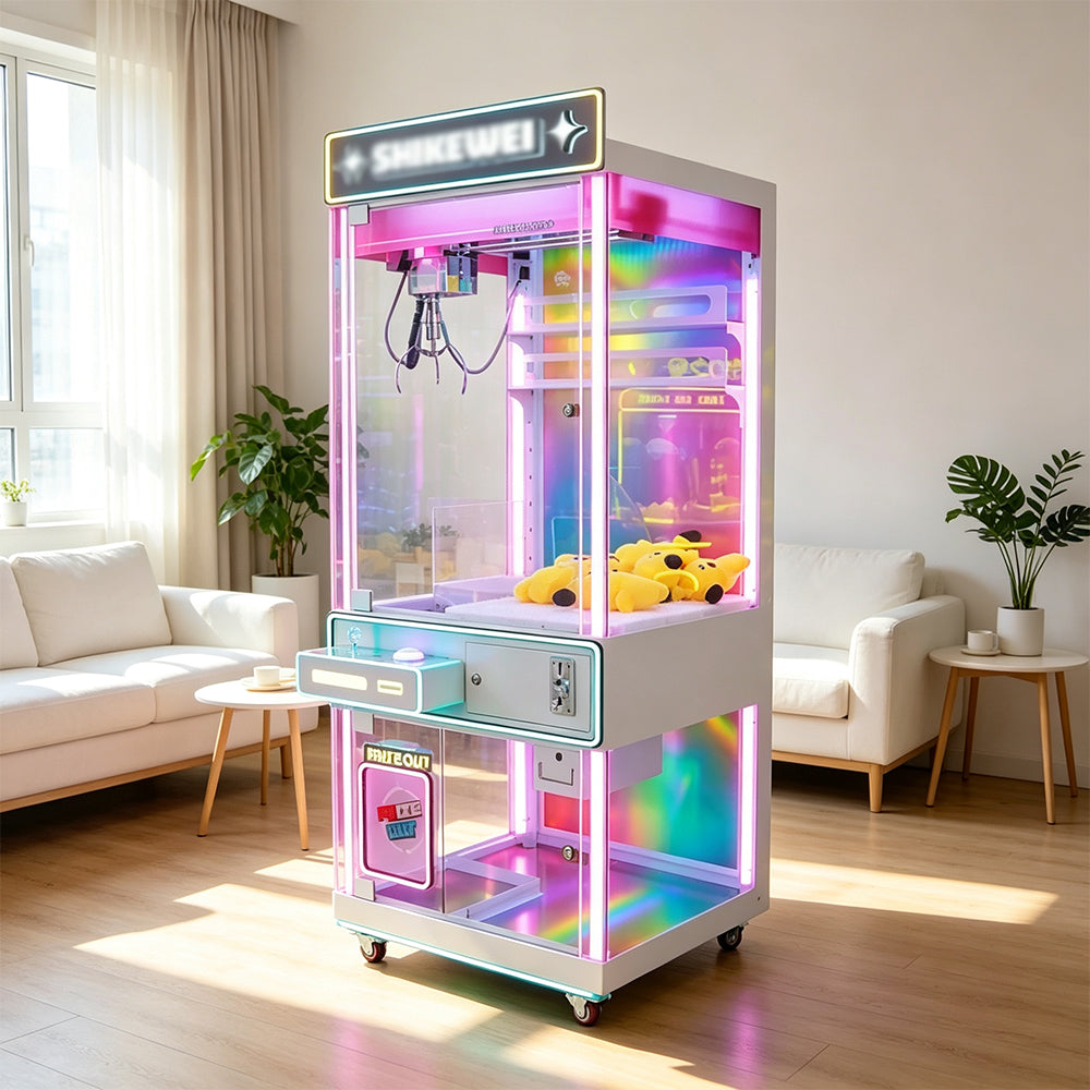 GAMEON Transparent Claw Machine - Coin Operated Prize Grabber Arcade Game with Clear Display Cabinet & Interactive Gift Catching Experience - Pink