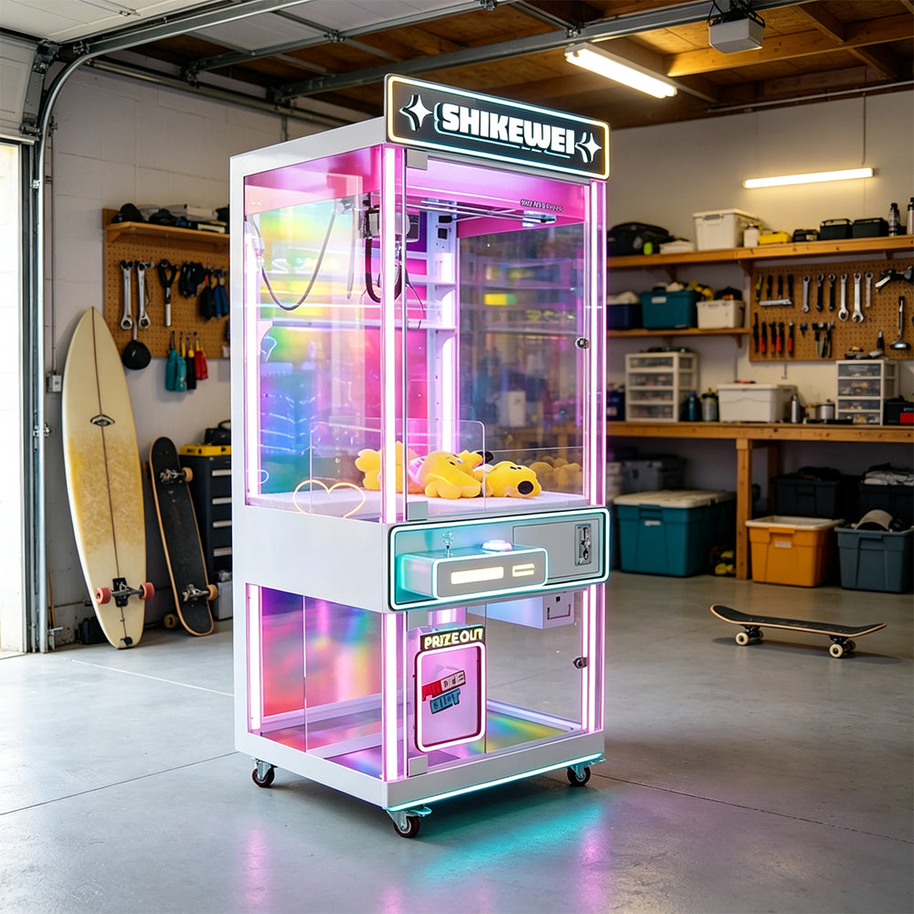 GAMEON Transparent Claw Machine - Coin Operated Prize Grabber Arcade Game with Clear Display Cabinet & Interactive Gift Catching Experience - Pink