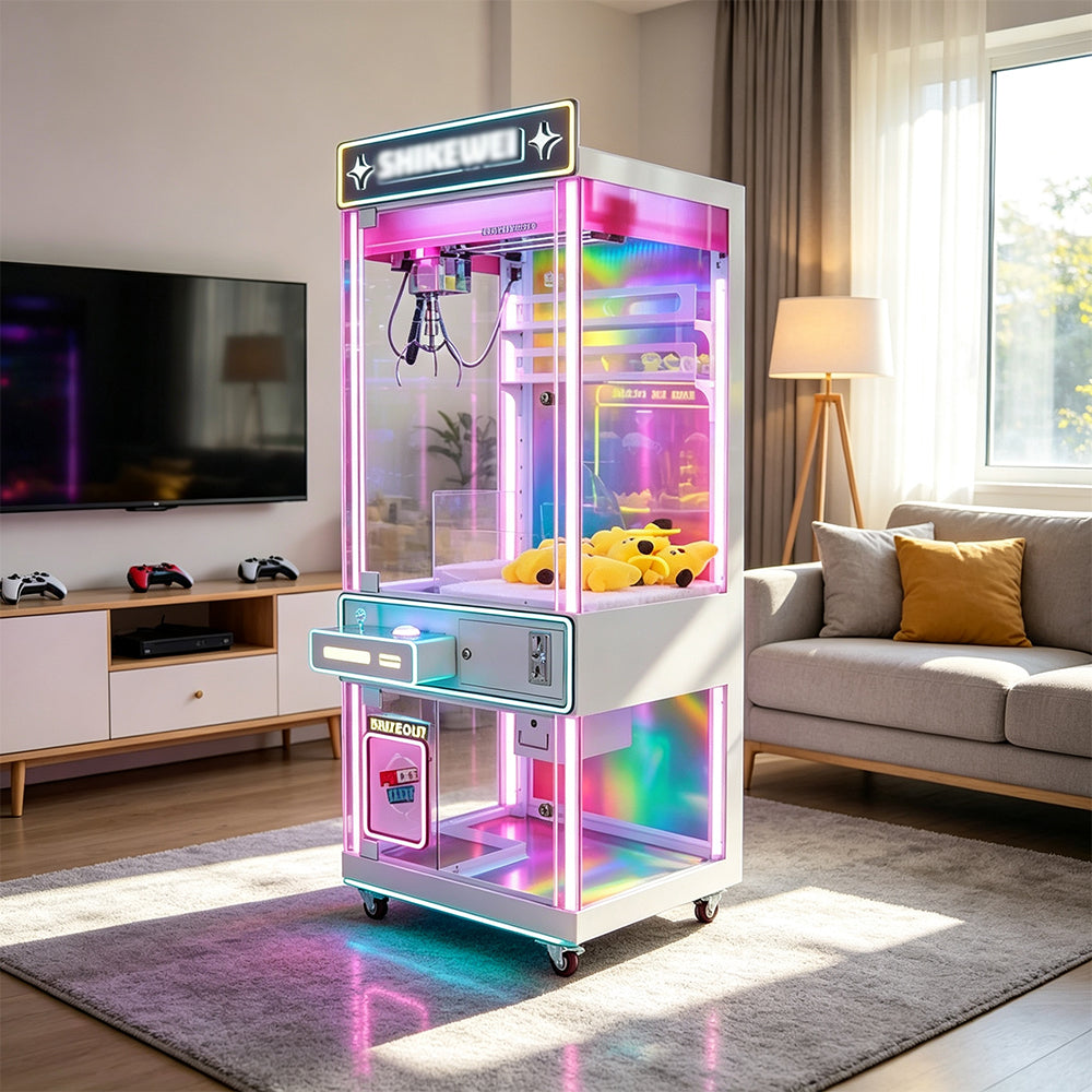 GAMEON Transparent Claw Machine - Coin Operated Prize Grabber Arcade Game with Clear Display Cabinet & Interactive Gift Catching Experience - Pink
