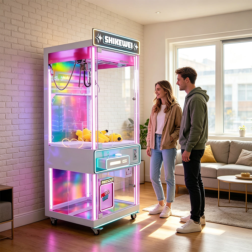 GAMEON Transparent Claw Machine - Coin Operated Prize Grabber Arcade Game with Clear Display Cabinet & Interactive Gift Catching Experience - Pink