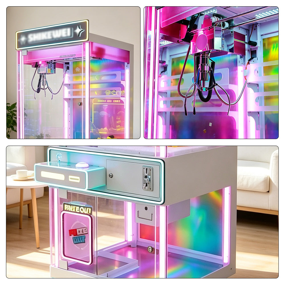 GAMEON Transparent Claw Machine - Coin Operated Prize Grabber Arcade Game with Clear Display Cabinet & Interactive Gift Catching Experience - Pink