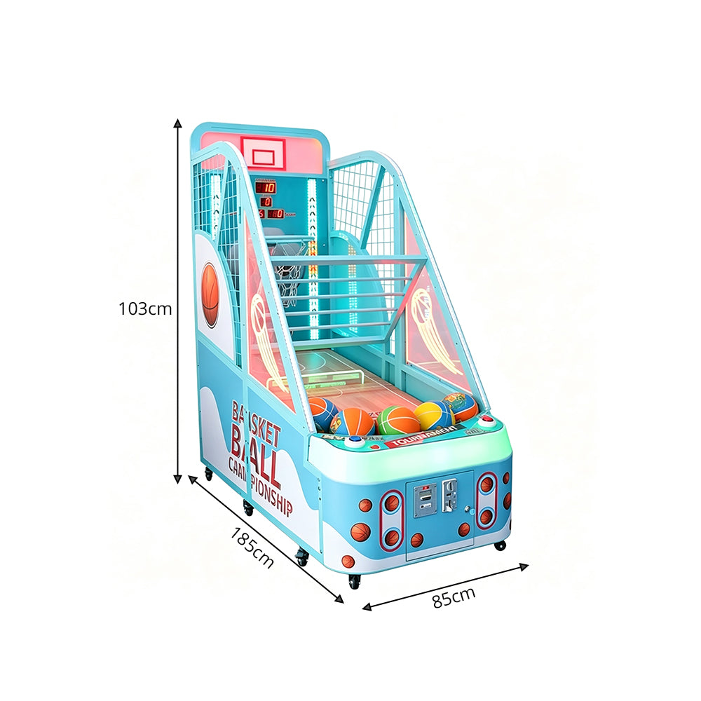 GAMEON Kids Basketball Arcade Machine - Coin Operated Shooting Game with LCD Display, Score Challenge & Interactive Family Entertainment Experience - Blue