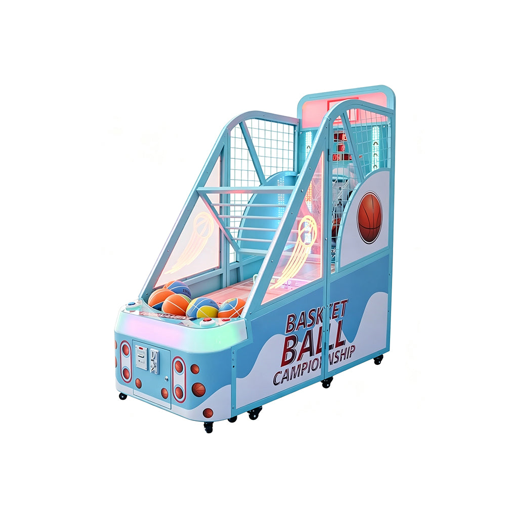 GAMEON Kids Basketball Arcade Machine - Coin Operated Shooting Game with LCD Display, Score Challenge & Interactive Family Entertainment Experience - Blue