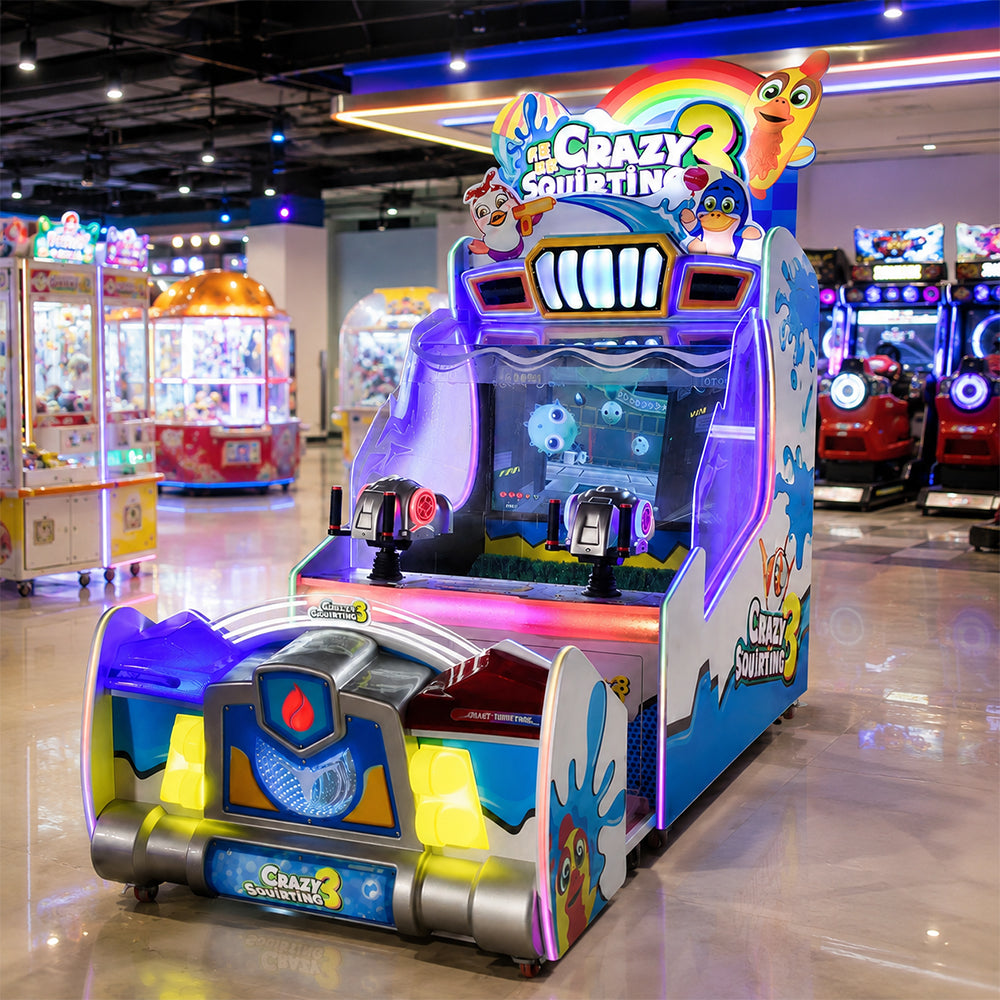 GAMEON Crazy Water Shooting Arcade Machine - Dual Player Interactive Water Gun Game with Scoring Challenge & Family Entertainment Experience - Blue