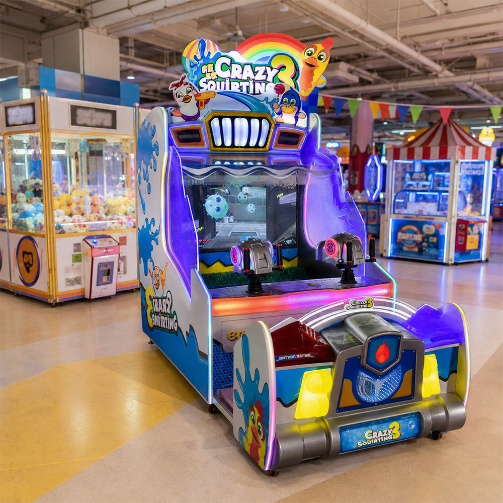 GAMEON Crazy Water Shooting Arcade Machine - Dual Player Interactive Water Gun Game with Scoring Challenge & Family Entertainment Experience - Blue