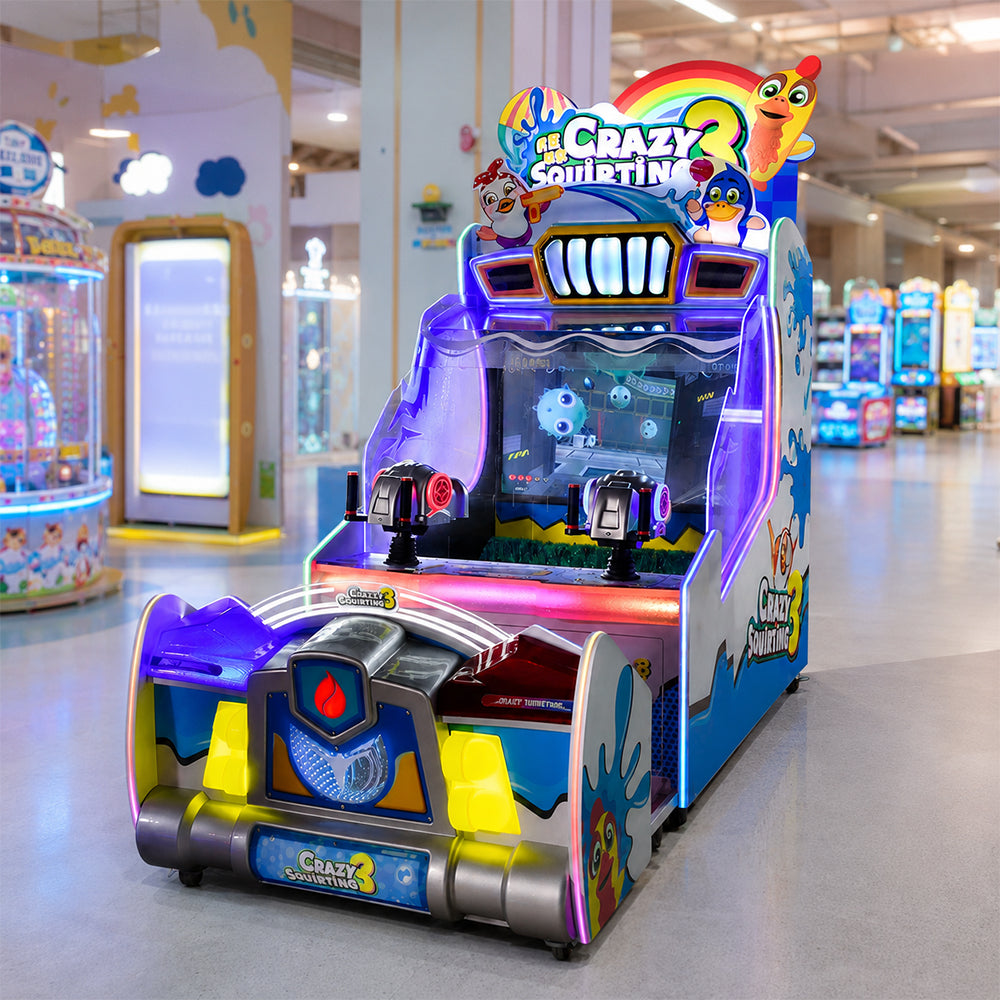 GAMEON Crazy Water Shooting Arcade Machine - Dual Player Interactive Water Gun Game with Scoring Challenge & Family Entertainment Experience - Blue