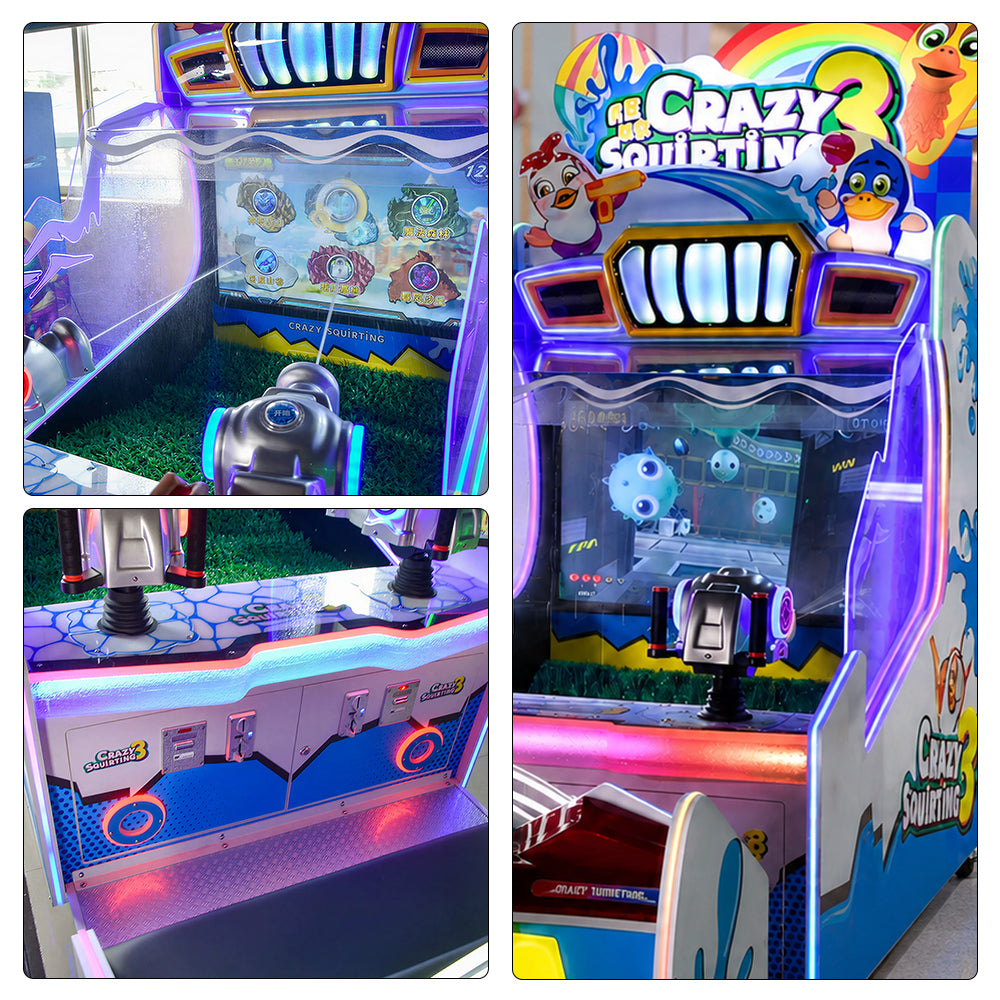 GAMEON Crazy Water Shooting Arcade Machine - Dual Player Interactive Water Gun Game with Scoring Challenge & Family Entertainment Experience - Blue
