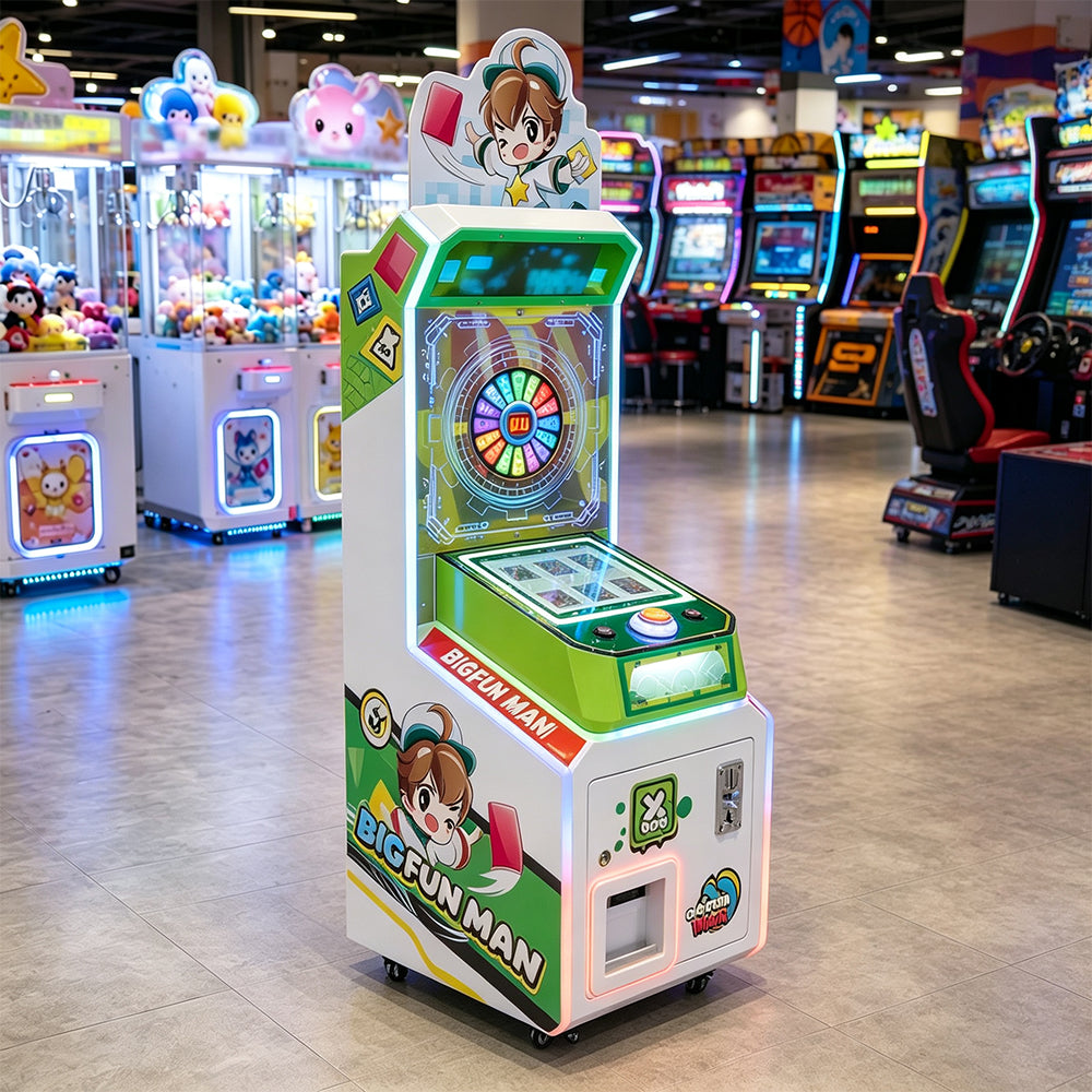 GAMEON Colourful Hero Turntable Arcade Machine - Coin Operated Prize Game with Rotating Light Wheel & Interactive Reward Experience - Green