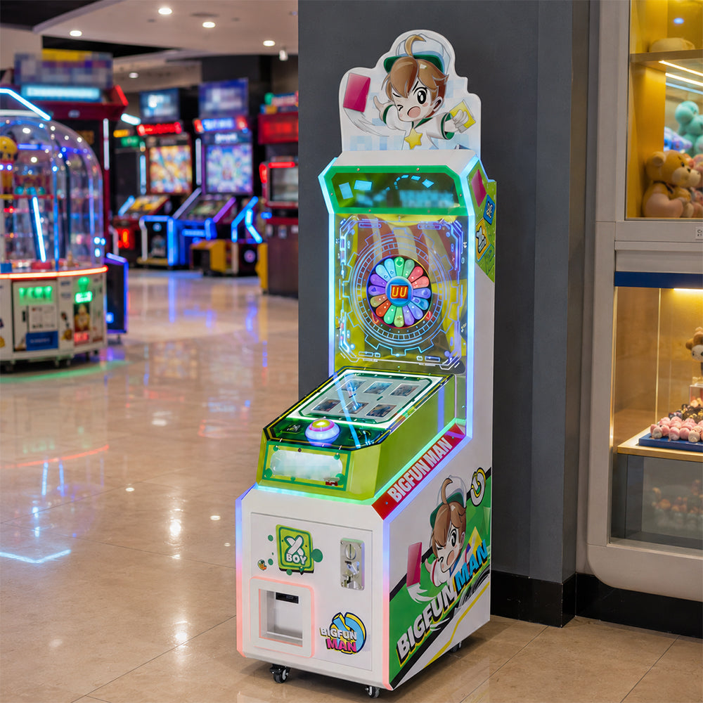 GAMEON Colourful Hero Turntable Arcade Machine - Coin Operated Prize Game with Rotating Light Wheel & Interactive Reward Experience - Green