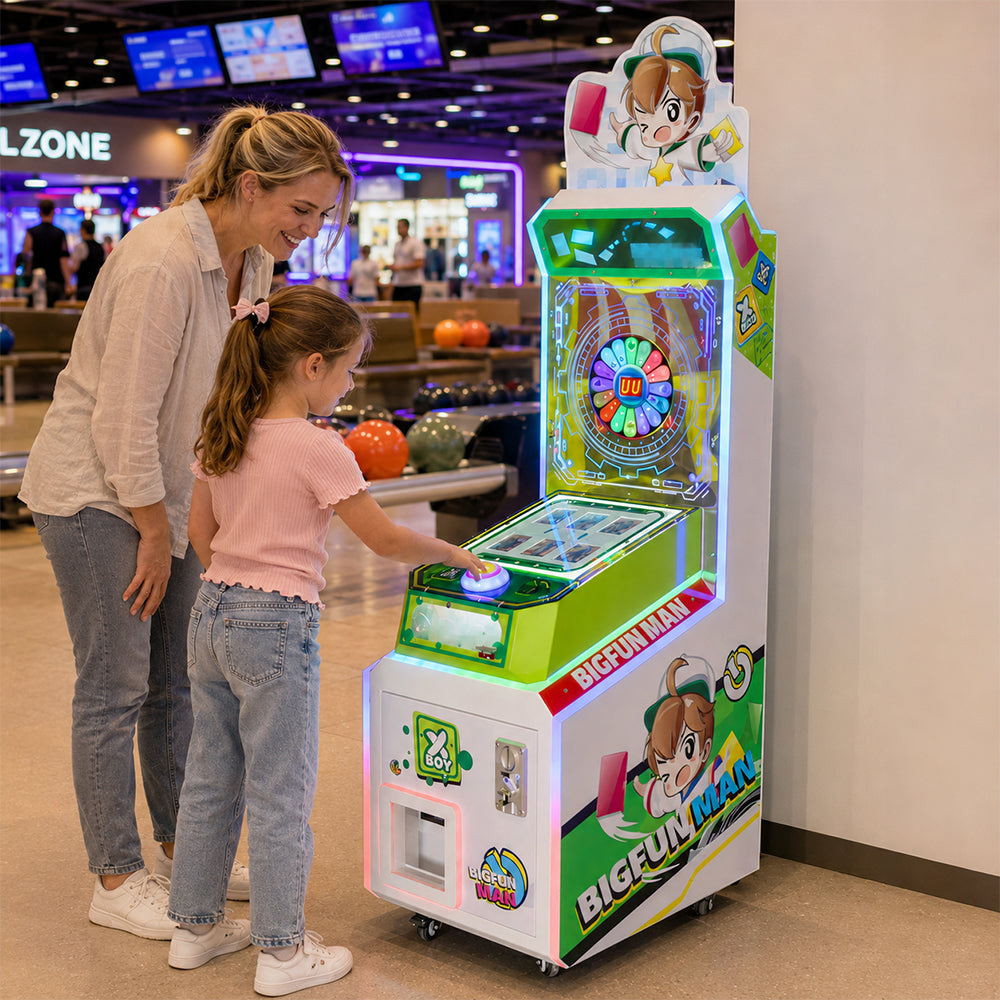 GAMEON Colourful Hero Turntable Arcade Machine - Coin Operated Prize Game with Rotating Light Wheel & Interactive Reward Experience - Green