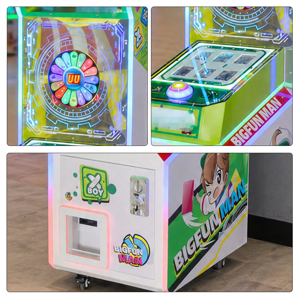 GAMEON Colourful Hero Turntable Arcade Machine - Coin Operated Prize Game with Rotating Light Wheel & Interactive Reward Experience - Green