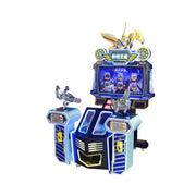 GAMEON Mecha Warrior Shooting Arcade Machine - Dual Player Coin Operated Gun Game with Mission Challenges, LCD Display & Interactive Battle Experience - Blue