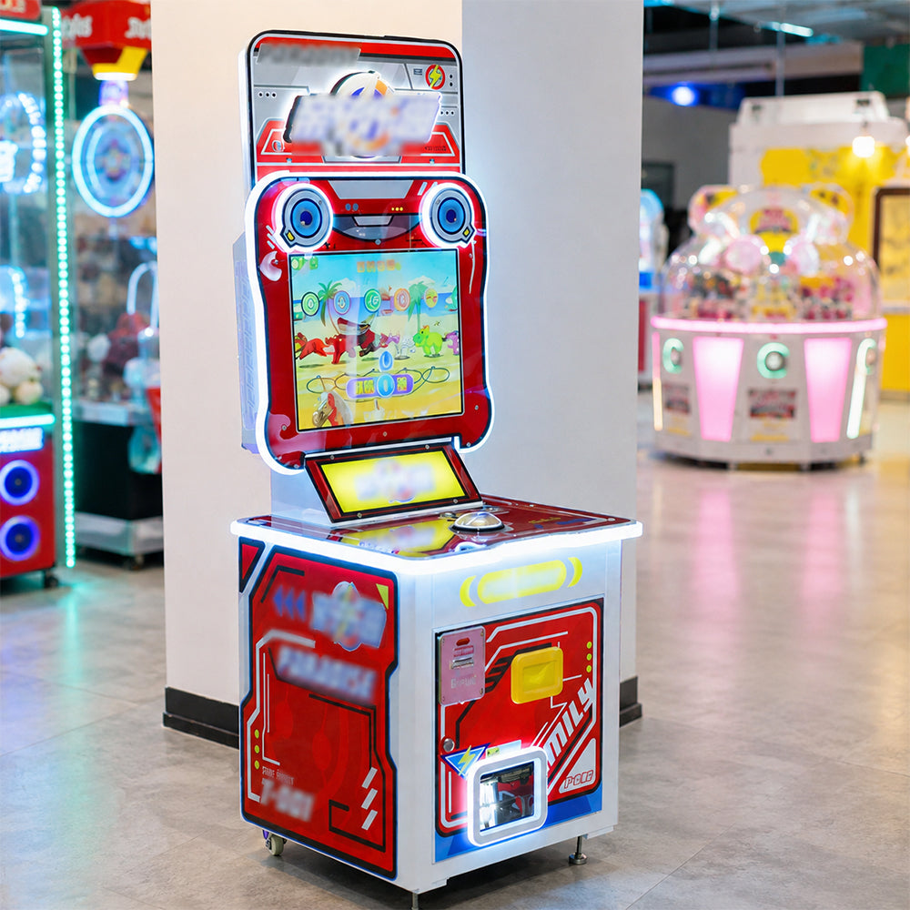GAMEON Parent Paradise Arcade Machine - Coin Operated Kids Interactive Game with LCD Display, Fishing Challenge & Family Entertainment Experience - Red