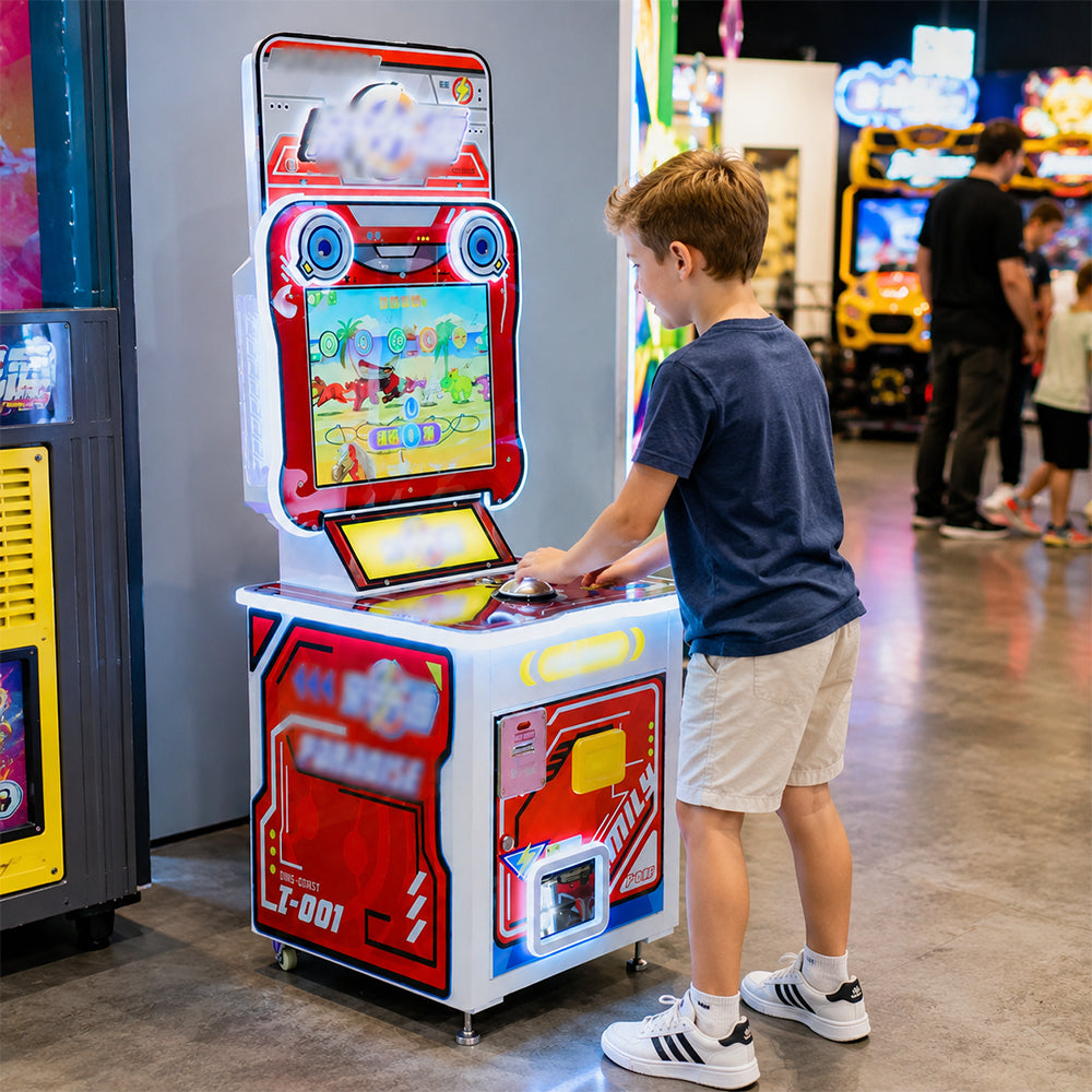 GAMEON Parent Paradise Arcade Machine - Coin Operated Kids Interactive Game with LCD Display, Fishing Challenge & Family Entertainment Experience - Red