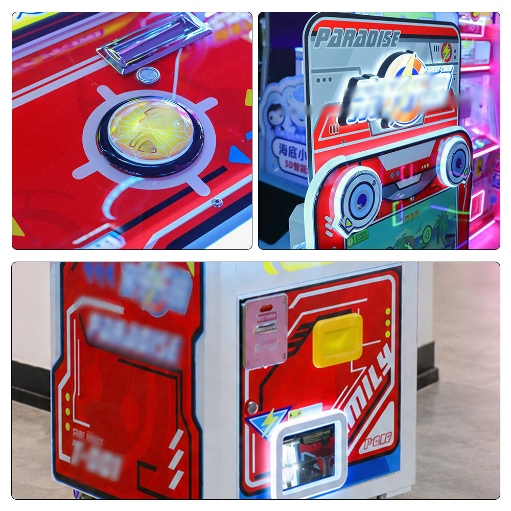 GAMEON Parent Paradise Arcade Machine - Coin Operated Kids Interactive Game with LCD Display, Fishing Challenge & Family Entertainment Experience - Red