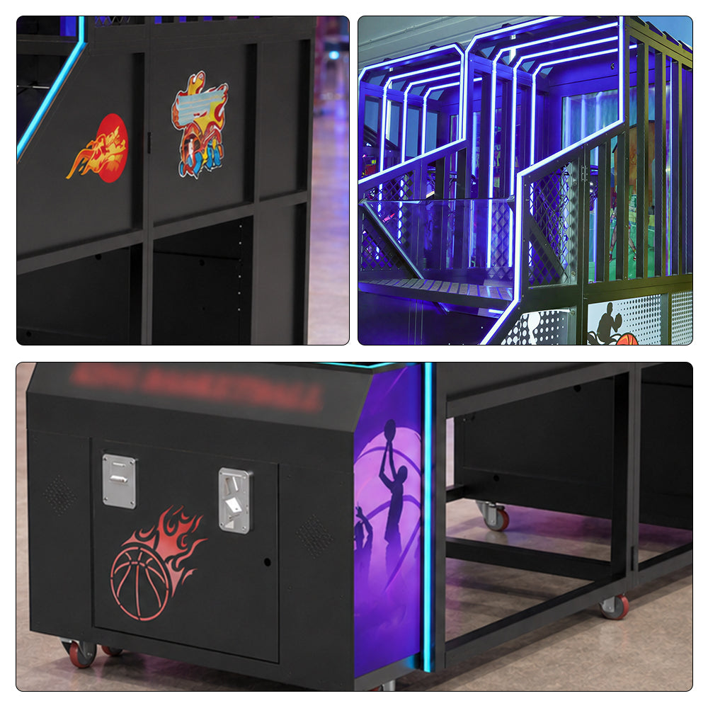 GAMEON Street Basketball Arcade Machine - Coin Operated Shooting Game with 60" LCD Display, PK Challenge & Interactive Basketball Experience - Black