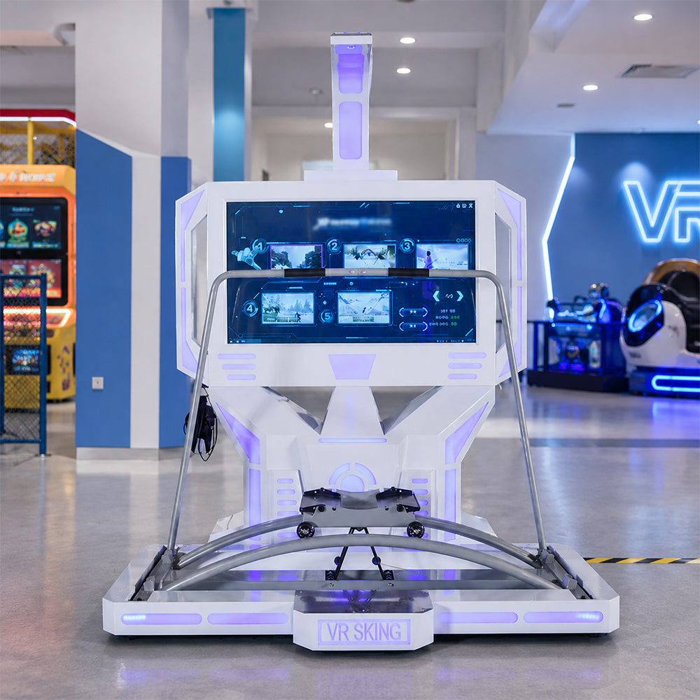 GAMEON VR Skiing Machine - Virtual Reality Snowboard Simulator with VR Headset, 55" HD Display & Immersive Ski Experience - White
