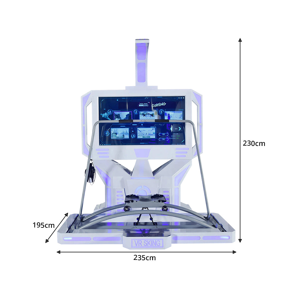 GAMEON VR Skiing Machine - Virtual Reality Snowboard Simulator with VR Headset, 55" HD Display & Immersive Ski Experience - White