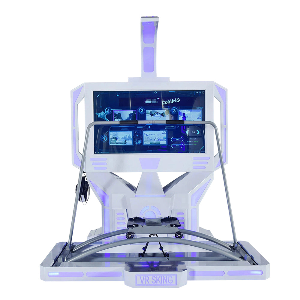GAMEON VR Skiing Machine - Virtual Reality Snowboard Simulator with VR Headset, 55" HD Display & Immersive Ski Experience - White