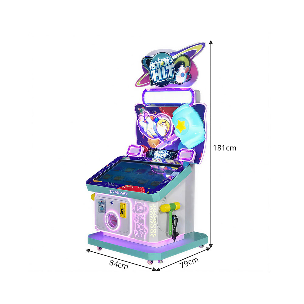 GAMEON Planet Whack Fun Arcade Machine - Coin Operated Kids Hammer Game with Interactive Challenge, LED Lights & Family Entertainment Experience - Purple