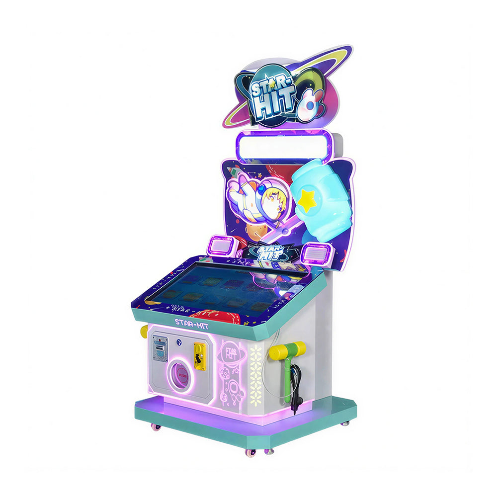 GAMEON Planet Whack Fun Arcade Machine - Coin Operated Kids Hammer Game with Interactive Challenge, LED Lights & Family Entertainment Experience - Purple