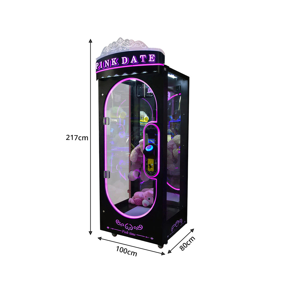 GAMEON Pink Time Scissor Prize Machine - Coin Operated Claw Game with Interactive Cutting Challenge & Plush Toy Reward Experience - Black