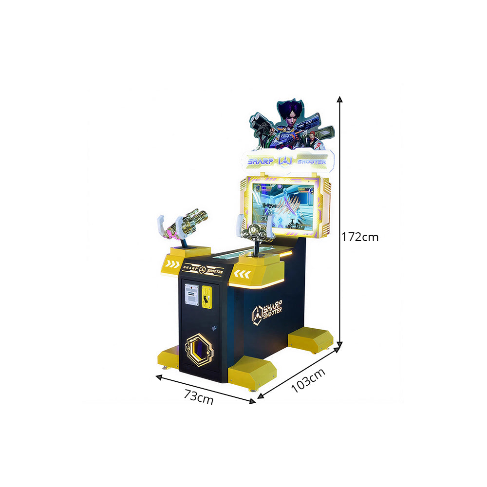 GAMEON Kids Dual Gun Shooting Arcade Machine - Coin Operated Interactive Shooting Game with LCD Display, Battle Challenge & Fun Entertainment Experience - Yellow
