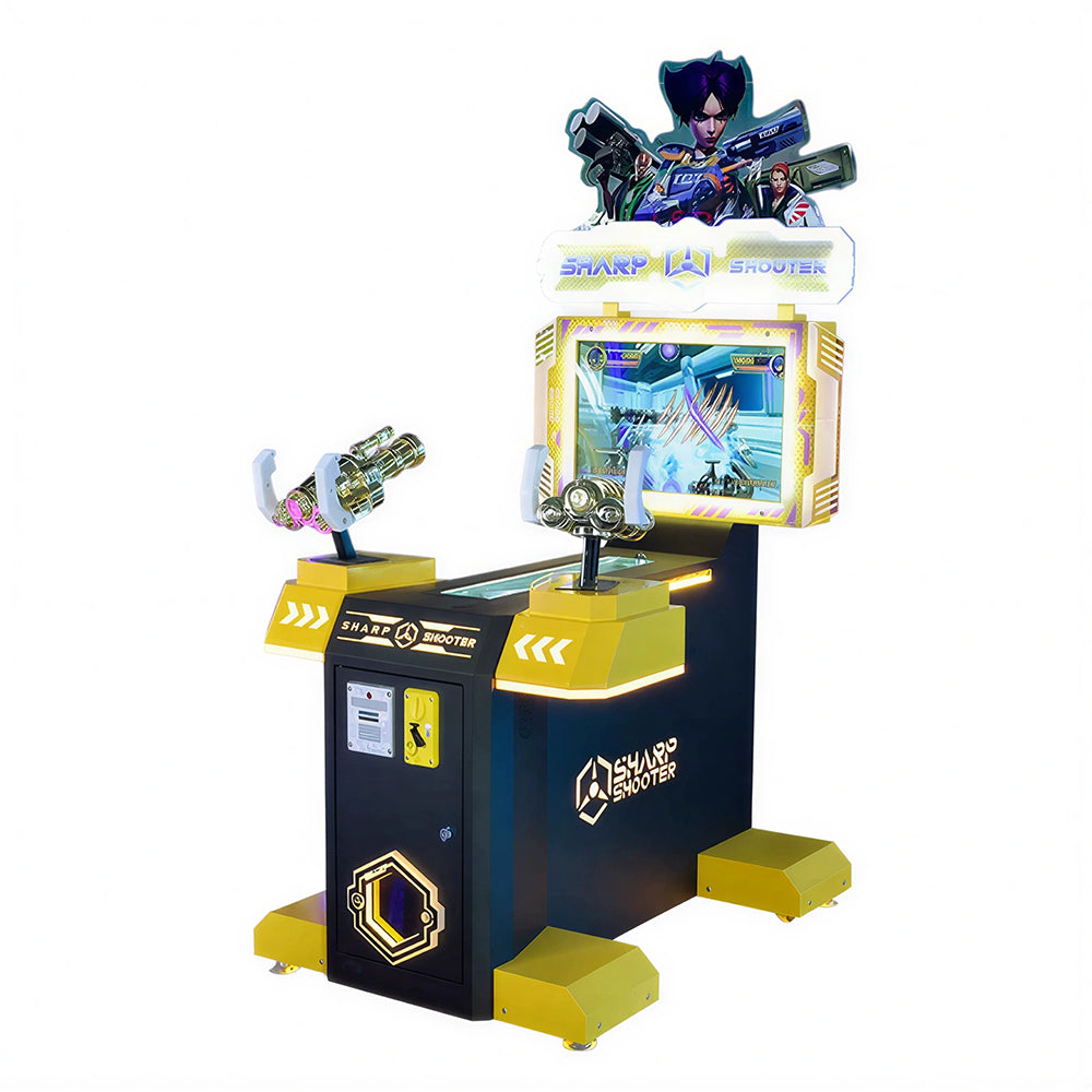 GAMEON Kids Dual Gun Shooting Arcade Machine - Coin Operated Interactive Shooting Game with LCD Display, Battle Challenge & Fun Entertainment Experience - Yellow