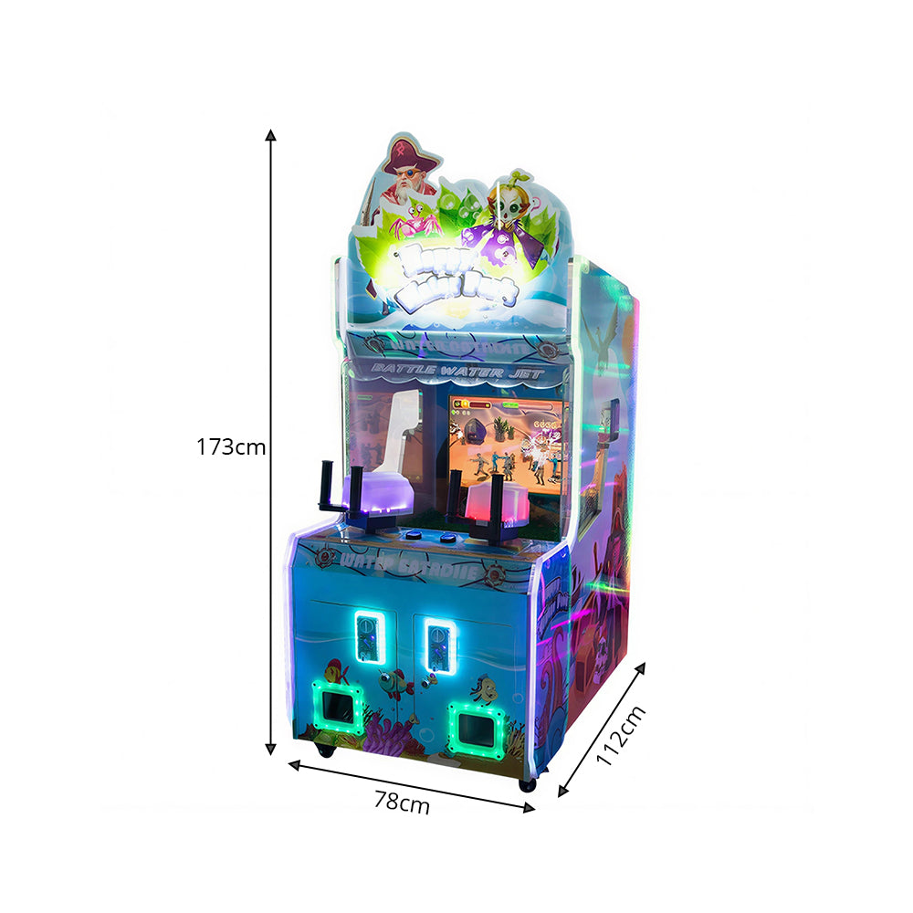 GAMEON Happy Water Park Shooting Arcade Machine - Coin Operated Dual Player Water Gun Game with 26" Display & Interactive Family Entertainment Experience - Blue