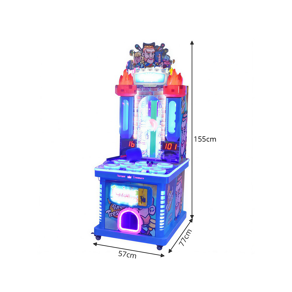 GAMEON Royal Treasure Arcade Machine - Coin Operated Kids Whack A Mole Game with LED Lights, Score Challenge & Interactive Entertainment Experience - Blue